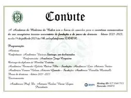 CONVITE - Cerimônia comemorativa do sexagésimo terceiro aniversário de fundação e de posse da diretoria - biênio 2021-2023