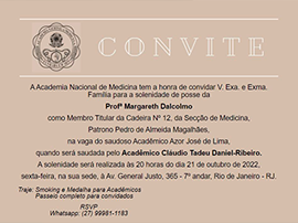 Convite para posse da Profª. Margareth Dalcolmo na Academia Nacional de Medicina